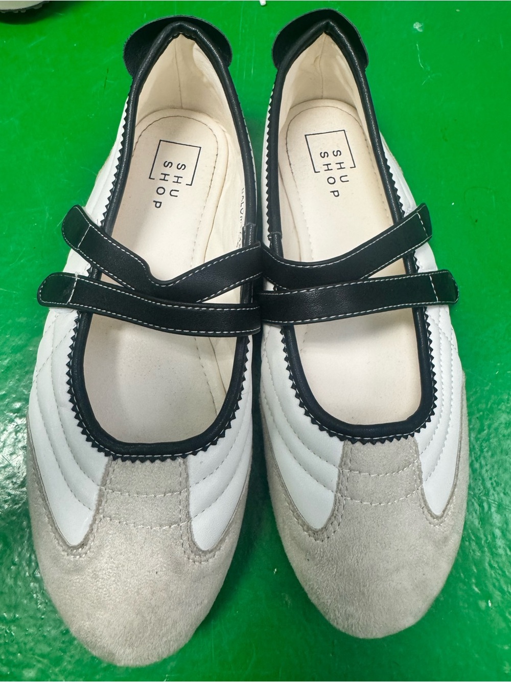 ShuShop Women's Black and White Mary Jane Sneaker Flats